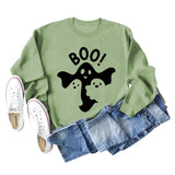 BOO Ghost Letter Printing Round Neck Autumn and Winter Bottoming Long Sleeve Plus Size Sweater