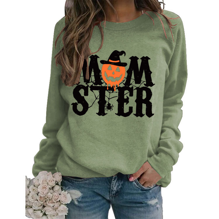 Imprimé MOM STER Pull Col Rond Lâche Manches Longues Imprimé Manches Longues