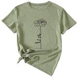 Simple Flower PaT-ShirtT-Shirtern LeT-Shirt IT-Shirt Be Casual ShorT-Shirt-sleeved Female T-Shirt