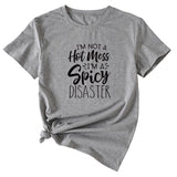 I'm Not A Hot Mes I'm Round-neck Fashion Women's Loose Letter Short Sleeve