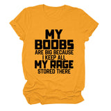 MY BOOBS ARE BIG LETTERS Women's Short-sleeved Loose Round Neck T-shirt