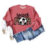 Soccer Mom Football Love Letter Leopard Rundhals Herbst/Winter Langarm Pullover Damen