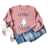 SPOOKY SEASON Ghost Letter Loose Plus Size Sweater Women's Long Sleeve Shirt