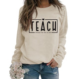 TEACH THEM TO BE KIND Liebesbrief Rundhalsausschnitt Lockerer Lässiger Langarmpullover