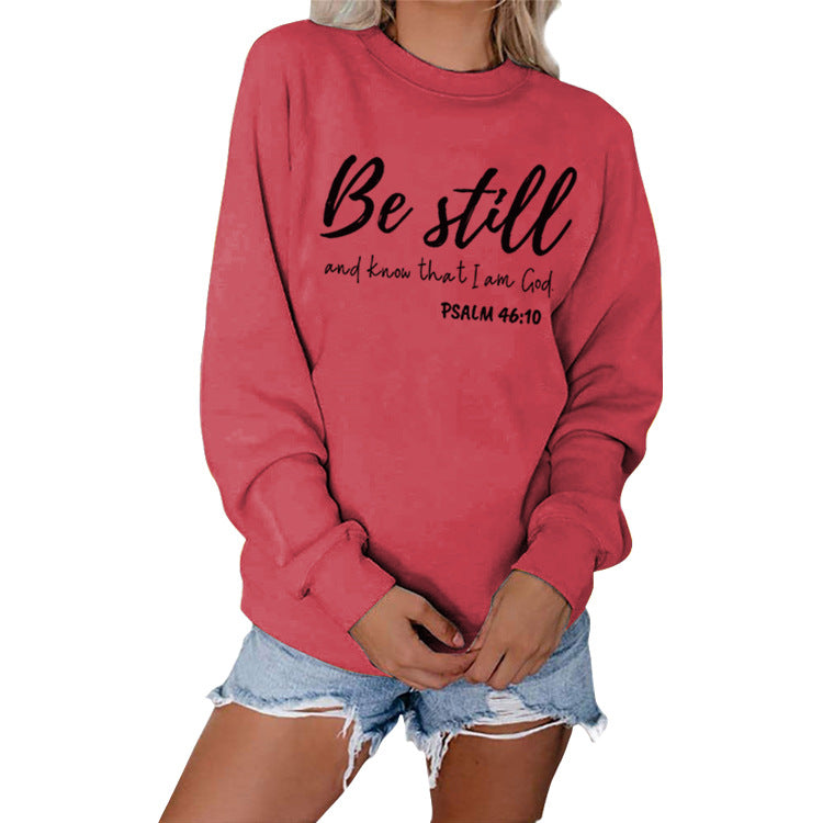 Be Still and Know – pull à manches longues et col rond pour fille, ample, avec lettres imprimées, grande taille, à la mode