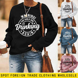 Round Neck Top WARNING! The Print Loose Sweatshirt