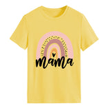 Mama Rainbow Love Letter Round Neck Loose Print Pattern Short Sleeve T-shirt