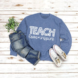 Rundhals-Shirt mit Buchstaben und langen Ärmeln, lockerer Pullover mit TEACH Love-Aufdruck