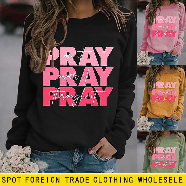 Hauts à col rond et manches longues, sweat-shirt imprimé PRAY Onit PRAY Oues It