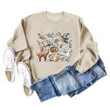 Bottom Crewneck, Loose Print, Long-sleeved Oversized Sweatshirt