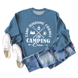 CAMP SUNSHINE FRIENDS COL ROND LETTRES LAMPE CAMPING SWEAT-SHIRT À MANCHES LONGUES