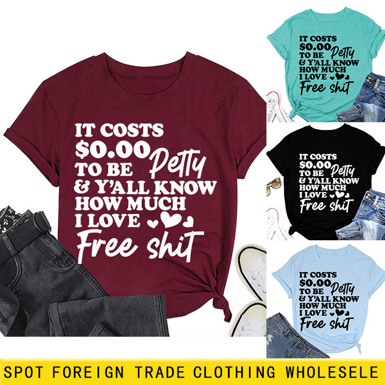 Ça coûte SO.OO lettre mode manches courtes col rond T-shirt femme