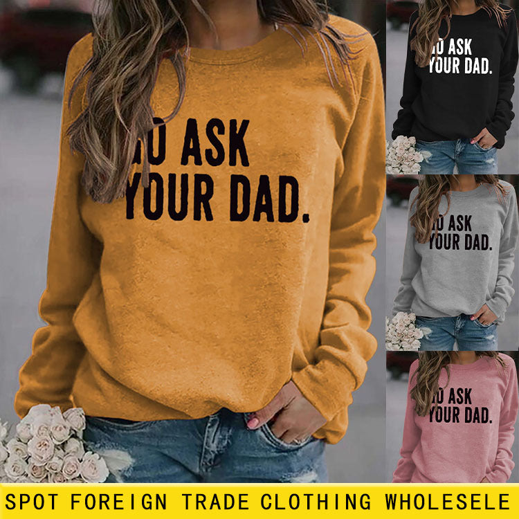 Sweat-shirt ample à manches longues et col rond imprimé GO ASK