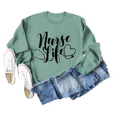 Nurse Life Love Letter Round Neck Loose Bottomed Long Sleeve Women's Sweater