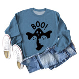 BOO Ghost Letter Printing Round Neck Autumn and Winter Bottoming Long Sleeve Plus Size Sweater