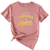 Women's Large Sunshine and Whishkey Round Neck Short Sleeve T-shirt