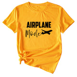 Fashion Women's Airplane Woman Casual Short Sleeves