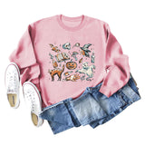 Bottom Crewneck, Loose Print, Long-sleeved Oversized Sweatshirt