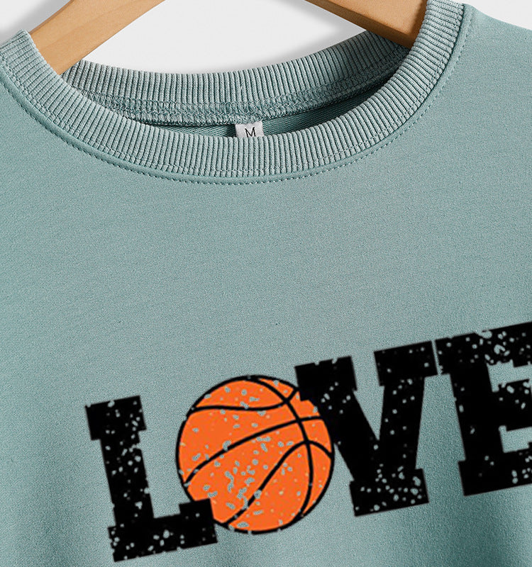 Hauts à col rond pour femmes, pull ample imprimé à manches longues