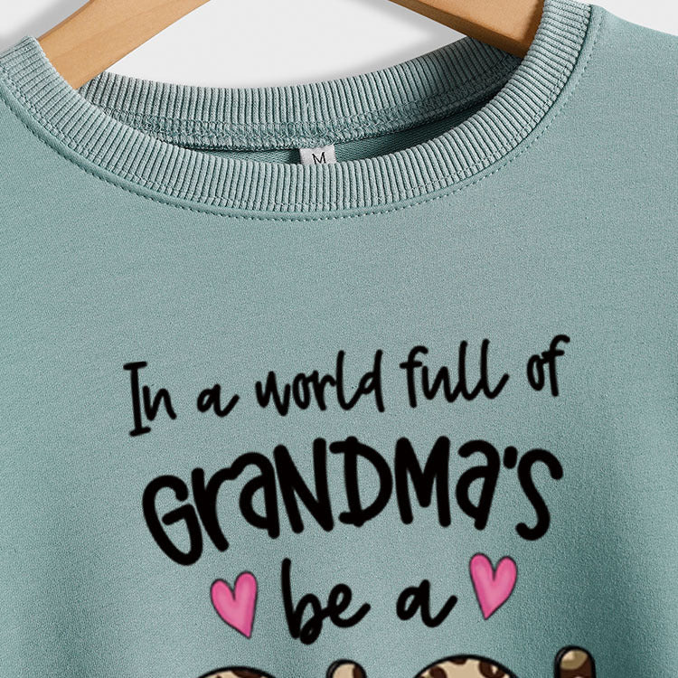 In A World Full Fashion Letter Love Leopard Print Round Neck Long Sleeve Sweater Women