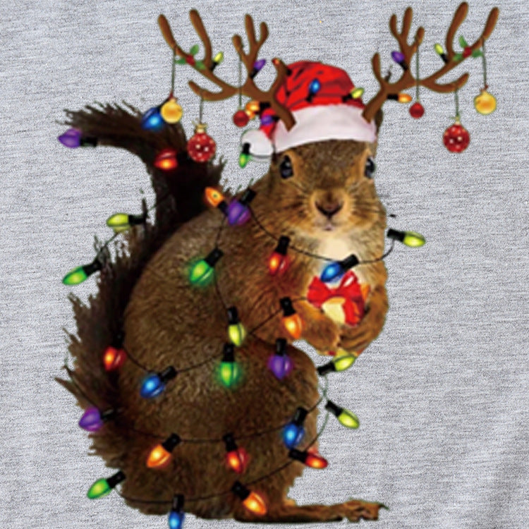 Écureuil imprimé femme décontracté col rond manches courtes