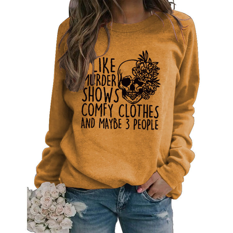 J'aime les spectacles de meurtre col rond hauts sweat-shirt ample imprimé