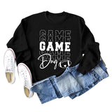 GAME DAY Baseball Letter Round Neck Loose Printing Long Sleeve Leisure Large Size Sweater Girl