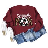 Soccer Mom Football Love Letter Leopard Rundhals Herbst/Winter Langarm Pullover Damen