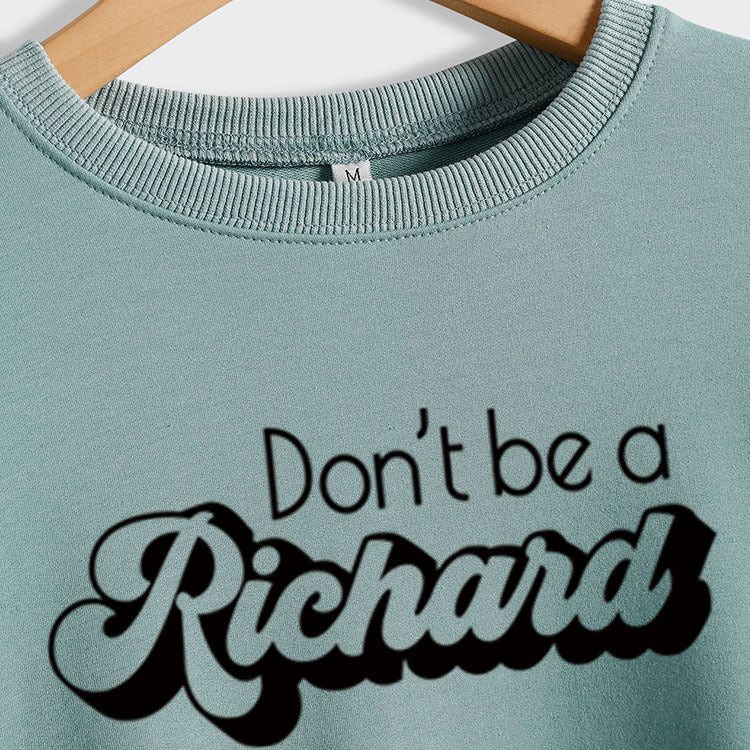 Don't Be A Richard Letter Loose Autumn and Winter Bottomed Long Sleeve Sweater