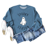 SPOOKY SEASON Ghost Letter Loose Plus Size Sweater Women's Long Sleeve Shirt