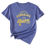 Women's Large Sunshine and Whishkey Round Neck Short Sleeve T-shirt