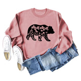 Mama Bear Buchstabendruck Rundhalsausschnitt Lockere Unterseite Langarmshirt Damen Pullover in Übergröße