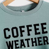 Buchstabe COFFEE WEATHER Modischer langärmliger Pullover mit Rundhalsausschnitt für Damen