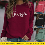 Tennessee Round Neck Loose Fashion Large Size Top Long Sleeve T-Shirt Women Letter Sweater