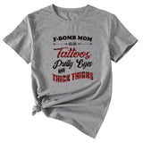 Large Women's Wear F-bomb Mom with Tattos Short-sleeved T-shirt