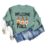 WILLKOMMEN HERBST Kürbis Halloween Alphabet Druck Herbst und Winter Langarm Große Größe Pullover