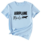 Fashion Women's Airplane Woman Casual Short Sleeves