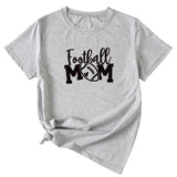 Football Mom Crew Neck Women's T-Shirt Loose Letter Short Sleeve