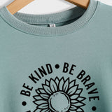 BE KIND BE BRAVE Sweatshirt mit Sonnenblumen-Print und langen Ärmeln