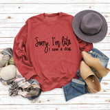 Grenzüberschreitendes Herbst- und Winter-T-Shirt mit langen Ärmeln und Rundhalsausschnitt, „Sorry I'm Late“-Schriftzug, Damenpullover