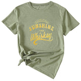 Women's Large Sunshine and Whishkey Round Neck Short Sleeve T-shirt