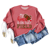 Damen Sweatshirt mit Aufschrift „My Heart Is on That Field“