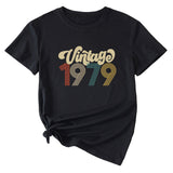 Round Neck 1979 Women's T-shirt Vintage Letter Printing Short Sleeve