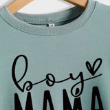 BOY MAMA Love Letter Lockerer Damen-Pullover mit langen Ärmeln und Rundhalsausschnitt