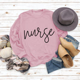 Nurse Letter Round Neck Fashion Backed Women's Long Sleeve Sweater