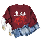 STRANGER THINGS Bottomed Women's Round Neck Letter Printed Long Sleeved Sweater