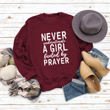 NEVER UNDERESTIMATE A GIRL Letters Fashion Round Neck Loose Long-sleeved Sweater