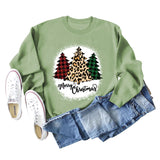 MERRY Christmas Brief Plaid Leopard Print Weihnachtsbaum Pullover Mädchen