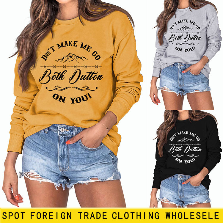 Don't Make Me – pull ample à manches longues et col rond pour femme, grande taille