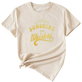 Women's Large Sunshine and Whishkey Round Neck Short Sleeve T-shirt